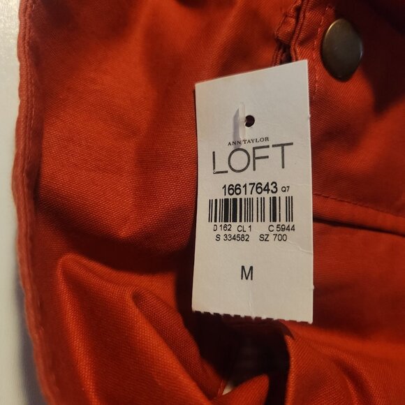 Ann Taylor LOFT Anorak Utility Jacket Hooded Lined Red Womens Medium NEW NWT - Picture 10 of 15